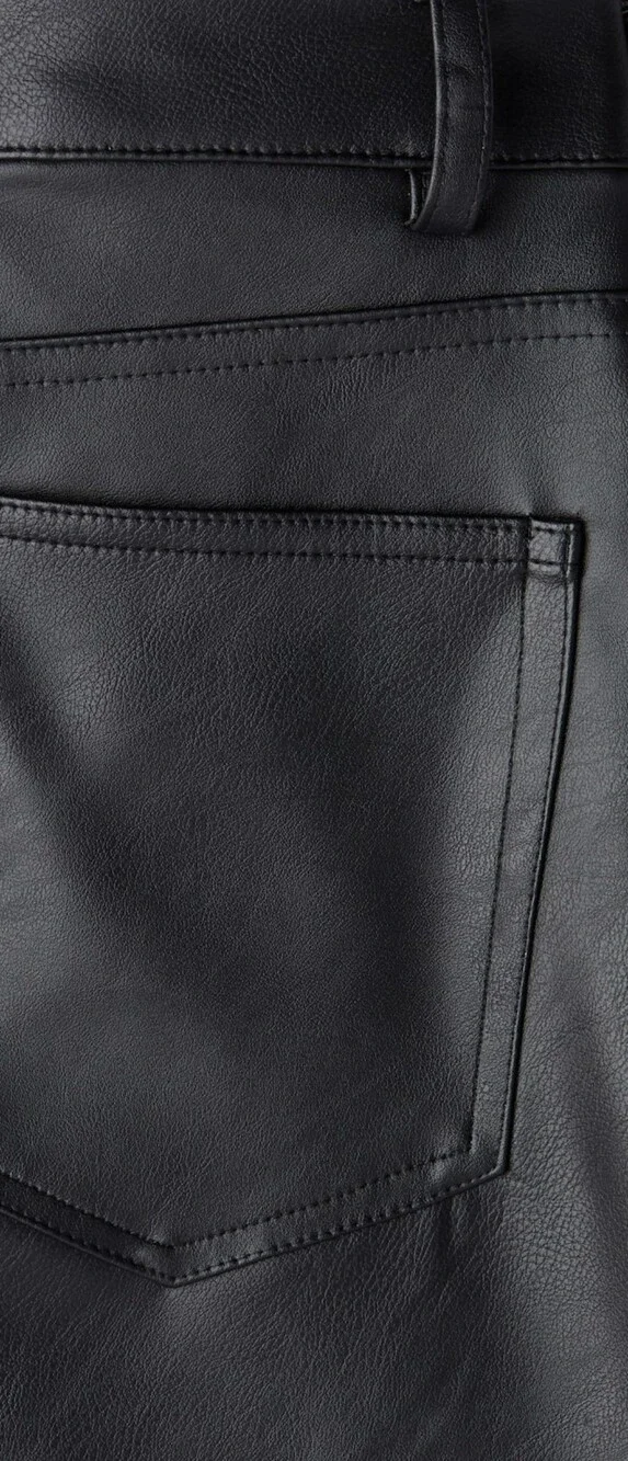 H&M black faux leather straight leg pants 4 - Picture 9 of 9